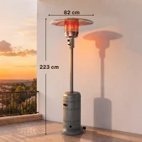 Outsunny Chauffage Extérieur Terrasse Portable 13 kW, Niveaux de Chauffe Réglables, Protection Anti-Basculement, 82x82x223cm Gris(m-3)