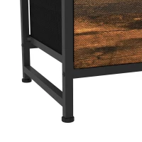 HOMCOM Rustic Chest of Four Fabric Drawers - Rustic Brown(m-10)