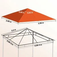 Outsunny Ersatzdach für Gartenpavillon, Polyester, 2,98 x 2,98 m, Orange(m-3)