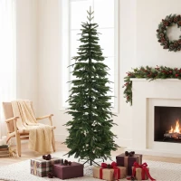 HOMCOM Sapin de Noël Artificiel 210 cm, Branches Articulées en PE et PVC Ignifuges, Support en Acier Pliable, Vert(m-16)