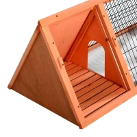PawHut Jaula Conejo Conejera de Exterior con Buena Ventilación 2 Tablas Protección de Lluvia y Calor del Sol Ligero Madera de Abeto Estable Duradera Metal 118x50x45 cm(m-7)