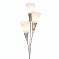 HOMCOM Vloerlamp woonkamer 40 W met voetschakelaar, 3 x E14-fitting, voor slaapkamer of kantoor, zilver, zonder lichtbronnen(m-13)
