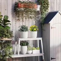 Outsunny Set of Two Ф22cm Planters - White(m-8)