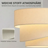 HOMCOM Pendelleuchte mit 3 Leinenschirmen, moderne Deckenlampe höhenverstellbar, Beige, Leuchtmittel nicht enthalten(m-7)