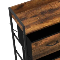 HOMCOM Rustic Chest of Six Fabric Drawers - Rustic Brown(m-10)