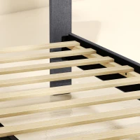 HOMCOM Bedframe 140 x 200 cm met verstelbaar hoofdbord, gestoffeerd bed in linnenlook met 12 latten(m-10)