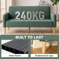 HOMCOM 2 Seater Sofa, Velvet Small Couch with 20cm Thick Padding, Wide and Deep Seat, Dark Green(m-7)