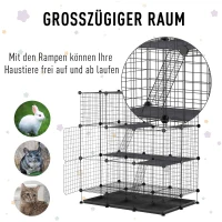 kooi voor kleine huisdieren DIY konijnenkooi met helling verwijderbare plaat staal PP-hars(m-5)