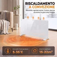HOMCOM Stufa Elettrica 2000W Termoconvettore da Parete e Terra, Compatibile con Alexa e Google Home, Bianco(m-5)