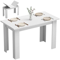 HOMCOM Masă de dining modernă cu spațiu de depozitare, 120 cm, albă(m-11)