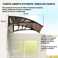 Outsunny Marquesina Exterior para Puerta y Ventana 75x100 cm contra Sol y Lluvia con Soporte de Aleación de Aluminio Marrón(m-7)