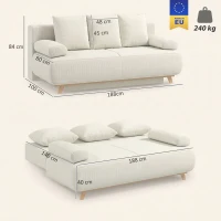 HOMCOM Schlafsofa mit verstellbarer Rückenlehne, Bettfunktion, verstecktem Stauraum und Cordbezug, Beige(m-3)