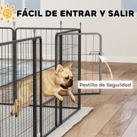 PawHut Parque para Perros de 12 Paneles 68x80 cm Corral Plegable para Perros Medianos con Puertas y Cierre Negro(m-5)