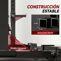 HOMCOM Soporte Barras Pesas de Acero con Altura Ajustable en 12 Niveles Carga Máx. 150 kg 50x49x124-154 cm Negro(m-7)