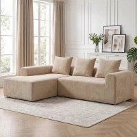 HOMCOM Narożnik z szezlongiem, bezramowa sofa w kształcie L z chenille, głębokie siedzisko, sprężyny kieszeniowe, beżowy(m-2)