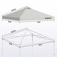 Outsunny Gazebo Roof Replacement UV50+ Waterproof Pop Up Canopy Cover with 8 Drainage Holes 3 x 3 m White(m-3)