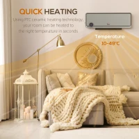 HOMCOM Wall Downflow Heater 2 Heat and Fan 1000W/2000W, Electric Space Heater with Timer Remote Oscillating, for Bedroom Home Office, Grey(m-6)