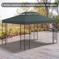 Outsunny Copertura per Gazebo 4x3 m a 2 Livelli in Poliestere con Cinghie e 10 Fori di Drenaggio, Grigio Antracite(m-2)