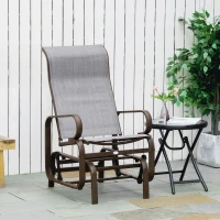 Outsunny Schaukelstuhl Garten Gartenstuhl Relaxstuhl Gartenschaukel Garten Metall Schaukel Stuhl für Garten Terrasse Balkon Texteline Grau+Braun 60 x 78 x 105 cm(m-2)