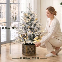 HOMCOM 90 cm Prelit Flocked Table Christmas Tree, Artificial Christmas Tree with 70 Warm White LED Lights, 488 Tips, Green(m-3)