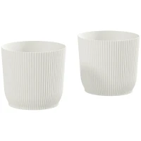 Outsunny Set of Two Ф22cm Planters - White(m-1)