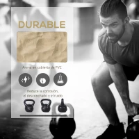 HOMCOM Pesa Rusa de 8 kg Kettlebell Relleno de Arena con Mango Ancho Antideslizante para Entrenamiento 22x17x24 cm Negro(m-5)