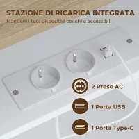 HOMCOM Mobile TV Sospeso Fino a 65" con 2 Cassetti, Armadietto, Luci LED RGB, Prese di Corrente, Bianco e Color Legno(m-6)