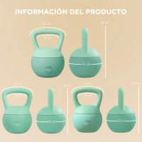 SPORTNOW 3 Pesas Rusas 6/8/10 kg Kettlebell Relleno de Arena Metálica y Mango Antideslizante para Entrenamiento en Casa Verde(m-3)