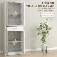 HOMCOM Keukenkast, 3-traps verstelbare planken, Spaanplaat, MDF, veel opbergruimte, Wit(m-5)
