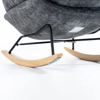 HOMCOM Schommelstoel van chenille, fauteuil voor kleermakerszit met dubbellaags kussen, zachte rugleuning en onderstel van rubberhout, donkergrijs(m-10)