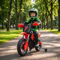 AIYAPLAY Moto Électrique Enfants 12 V, Vitesse Max 3 Km/h, Batterie au Lithium, Double Moteur, Suspension Arrière, Rouge(m-16)