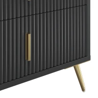 HOMCOM Modern 3-Drawer Dresser, Fluted Bedroom Dresser Chest of Drawers with Metal Legs and Steel Handles for Bedroom, Black(m-13)