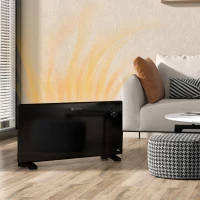 HOMCOM 2000W Electric Convector Heater, Freestanding or Wall Mounted, Space Heater with Adjustable Thermostat, Timer, Black(m-2)