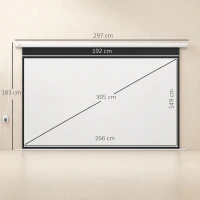 HOMCOM Ecran de Proiecție Motorizat 120" 16:9 cu Telecomandă, Montare pe Perete și Tavan, Alb(m-3)