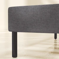 HOMCOM Bedframe 140 x 200 cm met verstelbaar hoofdbord, gestoffeerd bed in linnenlook met 12 latten(m-13)