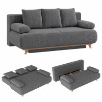 HOMCOM Slaapbank met verstelbare rugleuning, bedfunctie, verborgen opbergruimte en cordbekleding, grijs(m-15)