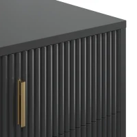 HOMCOM Modern 3-Drawer Dresser, Fluted Bedroom Dresser Chest of Drawers with Metal Legs and Steel Handles for Bedroom, Black(m-10)