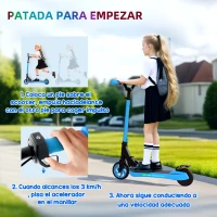 SPORTNOW Patinete Eléctrico Plegable de +6 Años Motor 120 W Autonomía 6 KM MAX 10 KM/H Ruedas de 5" - 5,5" Altura Ajustable Azul(m-4)