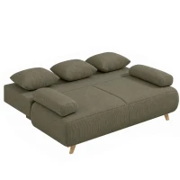 HOMCOM Slaapbank met verstelbare rugleuning, bedfunctie, verborgen opbergruimte en cordbekleding, donkergroen(m-14)