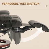 HOMCOM Draaibare Relaxfauteuil met Ligfunctie, tot 150 kg, Kunstleer, Bruin(m-5)