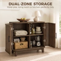 HOMCOM Sideboard Buffet Cabinet, Storage Cabinet with 2 Curved Doors, Adjustable Shelf and Legs for Dining Room, Dark Walnut(m-6)