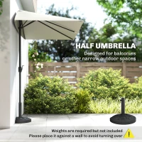 Outsunny Balcony Half Parasol Semi Round Umbrella Patio Crank Handle (2.3 m, Beige)- NO BASE INCLUDED(m-4)