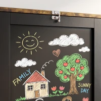 HOMCOM Folding Wall-Mounted Drop-Leaf Table, Convertible Wall Table With Chalkboard and Storage Shelf, Rustic Brown(m-10)