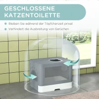 PawHut Kattenbak met deksel, 2 ingangen, 48,5 x 38 x 36,5 cm, Grijs + Wit(m-8)
