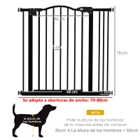 PawHut Barrera para Perros con Ancho Ajustable 74-87 cm Barrera de Seguridad para Perros con 1 Extensión Negro(m-3)