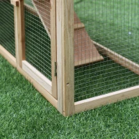 PawHut Conejera de Exterior Grande Jaula de Madera para 2-4 Conejos con Techo Asfáltico Recinto de Alambre Bandeja Extraíble y Rampas 210x45,5x84,5 cm Natural y Verde(m-9)