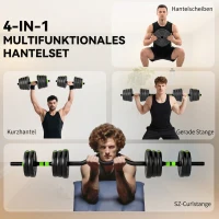 SPORTNOW Verstelbare halterset 30 KG - halters en halterstangen voor krachttraining(m-4)