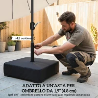 Outsunny Base per Ombrellone Riempibile con Sabbia 80 kg/Sabbia Bagnata 90 kg, per Pali di Ombrelloni da Ø48 mm, Nero(m-5)