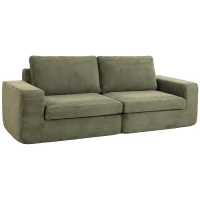HOMCOM Canapé 3 Places en Velours Côtelé, Canapé de Salon Compressé Moderne 236 cm avec Coussin à Ressorts, Vert(m-16)