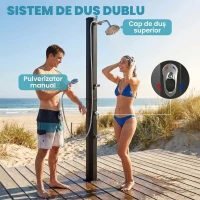 Outsunny Duș Solar de Exterior cu Protecție la Îngheț, 35l, Negru(m-6)